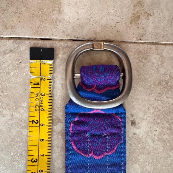 Jane Fraser of Maine O Ring Colorful Reversible Fabric Belt Floral Womens Size M - Picture 7 of 9